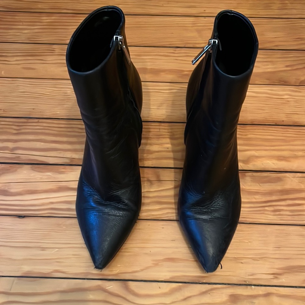 Black leather booties